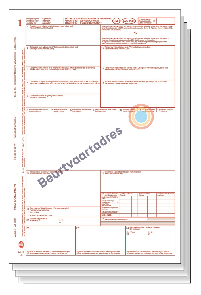 CMR vrachtbrief voorbeeld CMR vrachtbrief voorbeeld